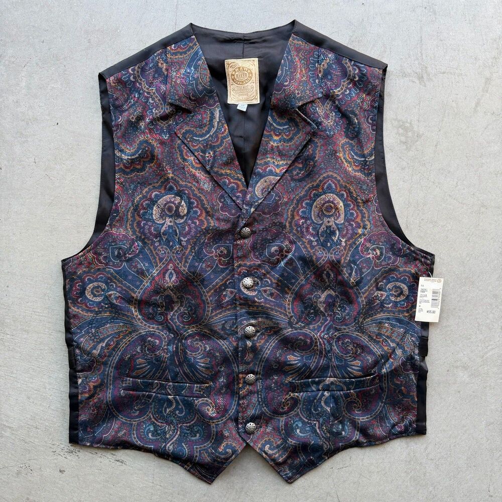 NWT Wah Maker Vest Mens M Paisley Western Frontier Gambler Cowboy USA Steampunk